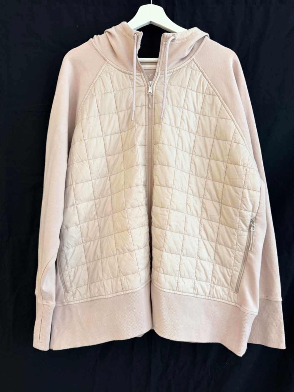 Old Navy Quilted Front Zip Hoodie in Light Blush